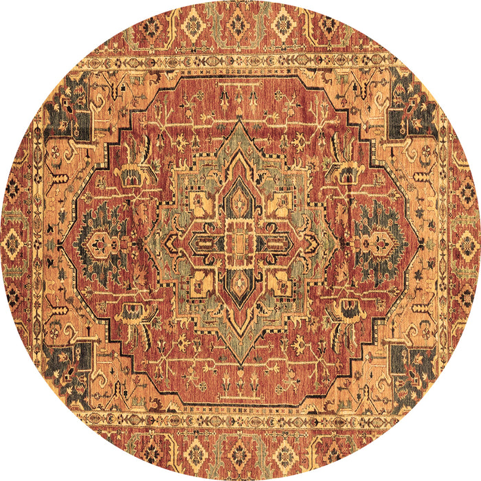 Round Machine Washable Persian Brown Traditional Rug, wshabs4012brn