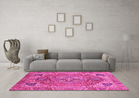 Machine Washable Persian Pink Traditional Rug, wshabs4012pnk