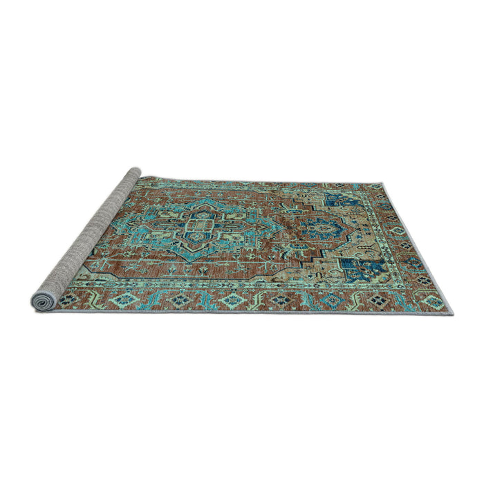 Sideview of Machine Washable Persian Light Blue Traditional Rug, wshabs4012lblu