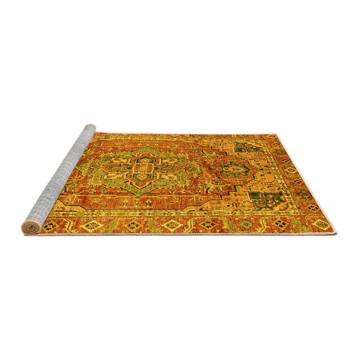 Sideview of Machine Washable Persian Yellow Traditional Rug, wshabs4012yw