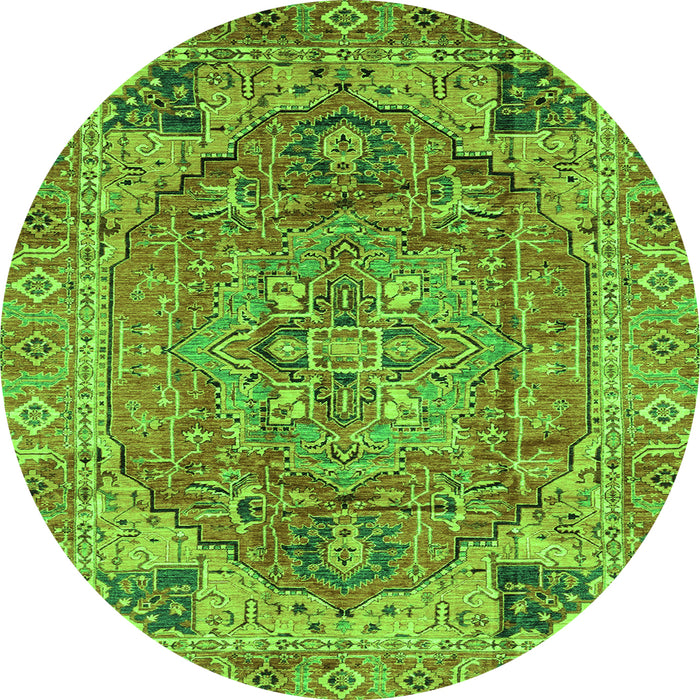 Round Persian Green Traditional Rug, abs4012grn