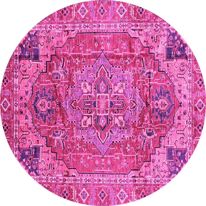 Round Machine Washable Persian Pink Traditional Rug, wshabs4012pnk
