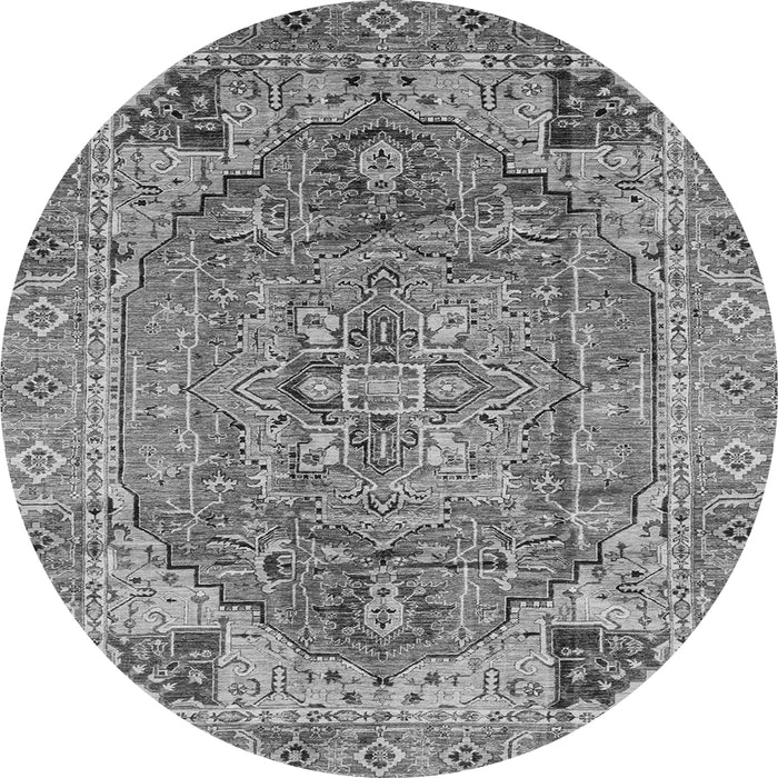 Round Machine Washable Persian Gray Traditional Rug, wshabs4012gry