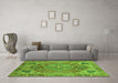 Machine Washable Persian Green Traditional Area Rugs in a Living Room,, wshabs4012grn