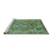 Sideview of Machine Washable Persian Turquoise Traditional Area Rugs, wshabs4012turq