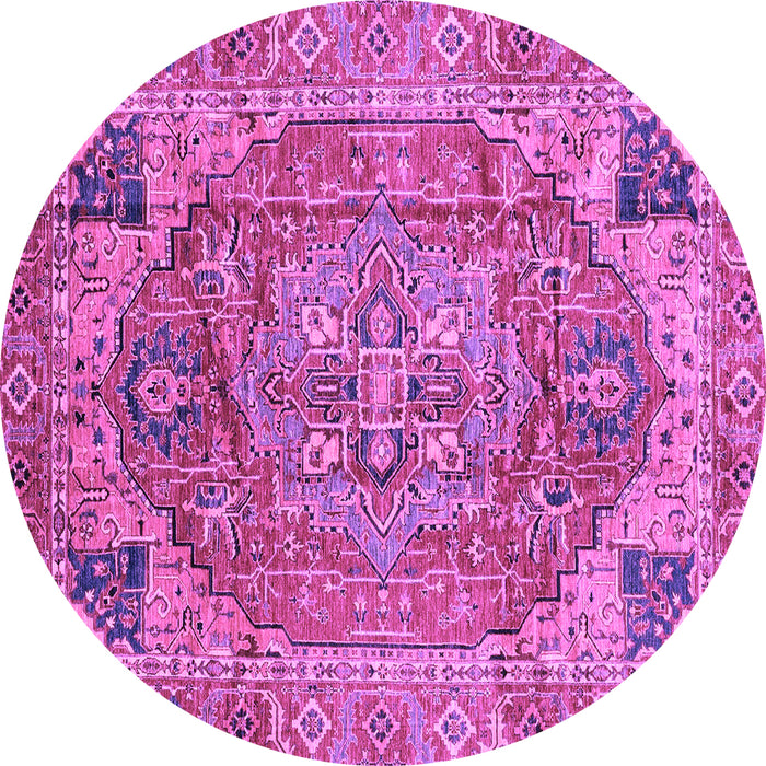 Round Machine Washable Persian Purple Traditional Area Rugs, wshabs4012pur