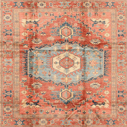 Square Abstract Brown Modern Rug, abs4013