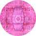 Round Abstract Pink Modern Rug, abs4013pnk