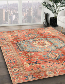 Abstract Brown Modern Rug in Family Room, abs4013