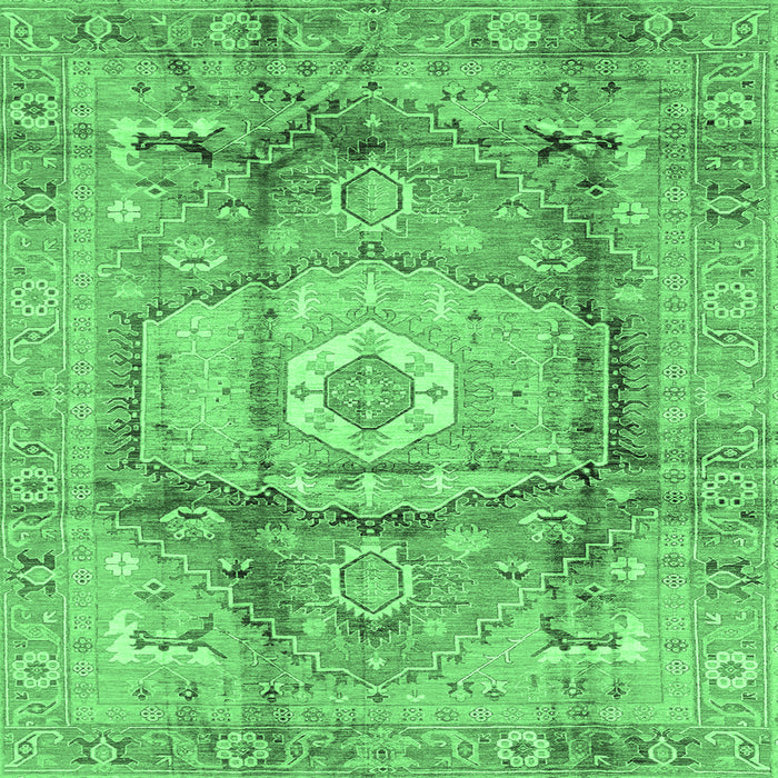 Square Machine Washable Abstract Emerald Green Modern Area Rugs, wshabs4013emgrn