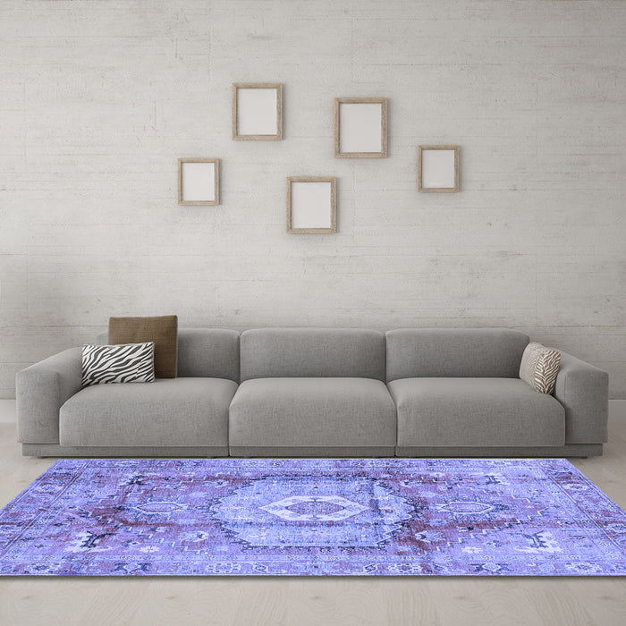 Machine Washable Abstract Blue Modern Rug in a Living Room, wshabs4013blu