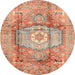 Round Machine Washable Abstract Brown Sugar Brown Rug, wshabs4013