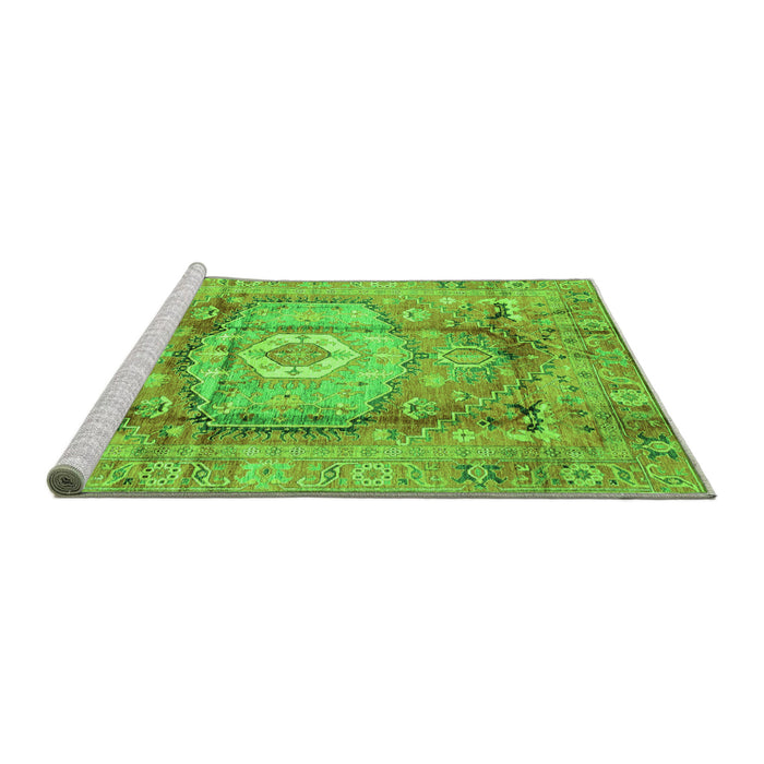 Sideview of Machine Washable Abstract Green Modern Area Rugs, wshabs4013grn