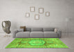 Machine Washable Abstract Green Modern Area Rugs in a Living Room,, wshabs4013grn