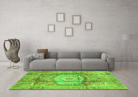 Machine Washable Abstract Green Modern Rug, wshabs4013grn