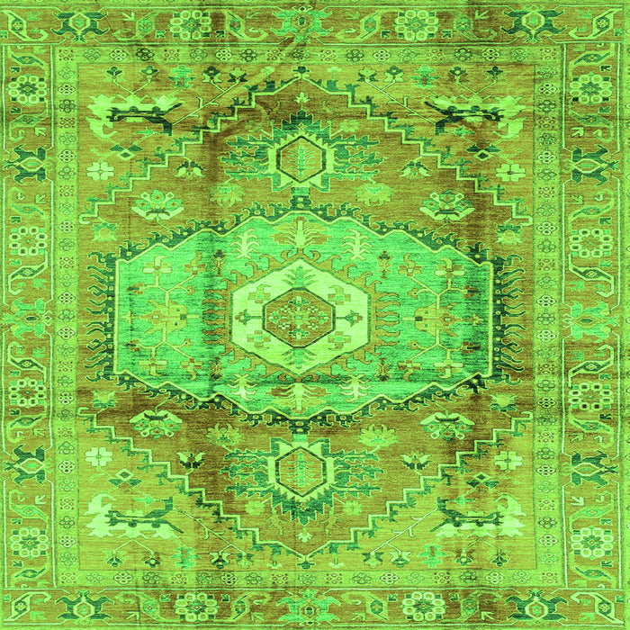 Square Machine Washable Abstract Green Modern Area Rugs, wshabs4013grn