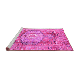 Sideview of Machine Washable Abstract Pink Modern Rug, wshabs4013pnk
