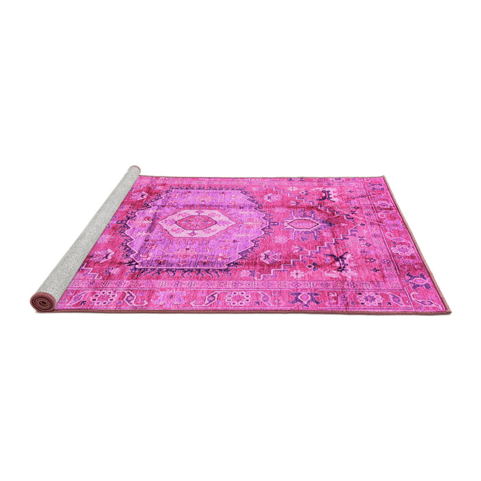 Sideview of Machine Washable Abstract Pink Modern Rug, wshabs4013pnk