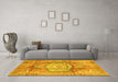 Machine Washable Abstract Yellow Modern Rug in a Living Room, wshabs4013yw