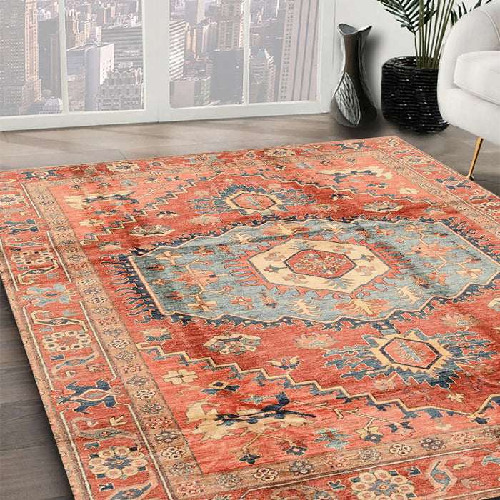 Machine Washable Abstract Brown Sugar Brown Rug in a Family Room, wshabs4013