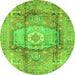 Round Abstract Green Modern Rug, abs4013grn