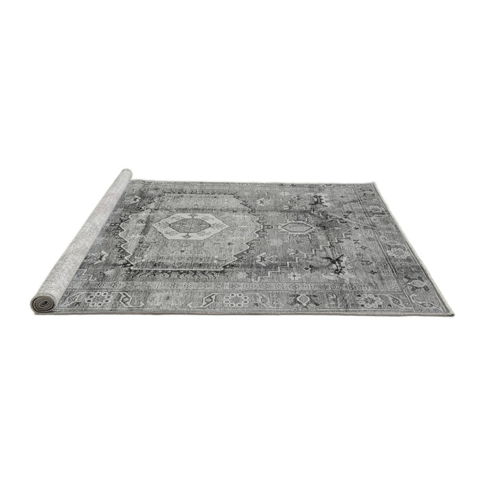 Sideview of Machine Washable Abstract Gray Modern Rug, wshabs4013gry