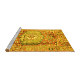 Sideview of Machine Washable Abstract Yellow Modern Rug, wshabs4013yw
