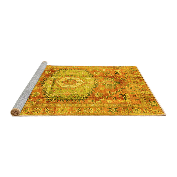 Sideview of Machine Washable Abstract Yellow Modern Rug, wshabs4013yw