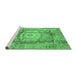 Sideview of Machine Washable Abstract Emerald Green Modern Area Rugs, wshabs4013emgrn