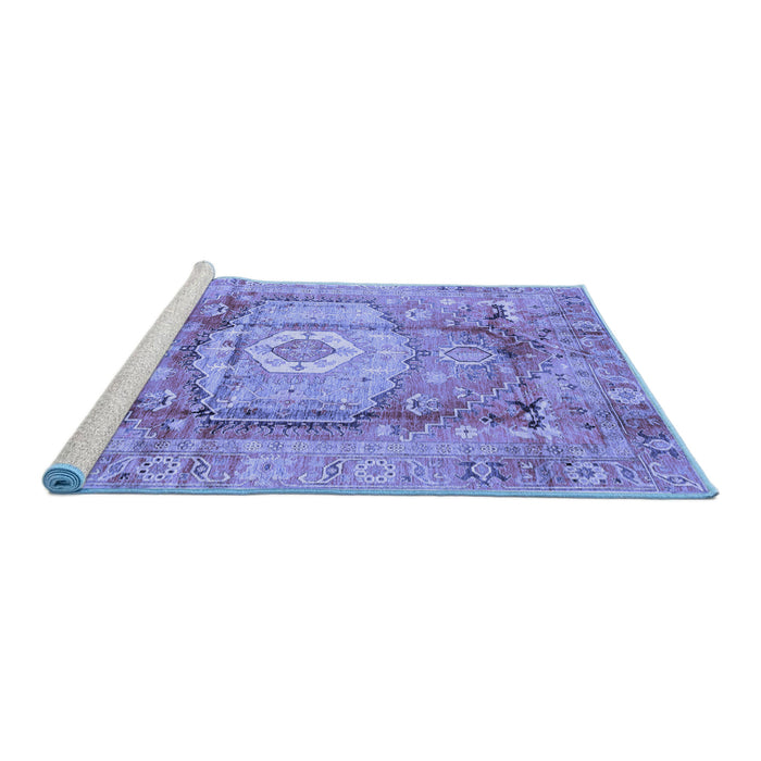Sideview of Machine Washable Abstract Blue Modern Rug, wshabs4013blu