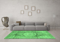 Machine Washable Abstract Emerald Green Modern Rug, wshabs4013emgrn