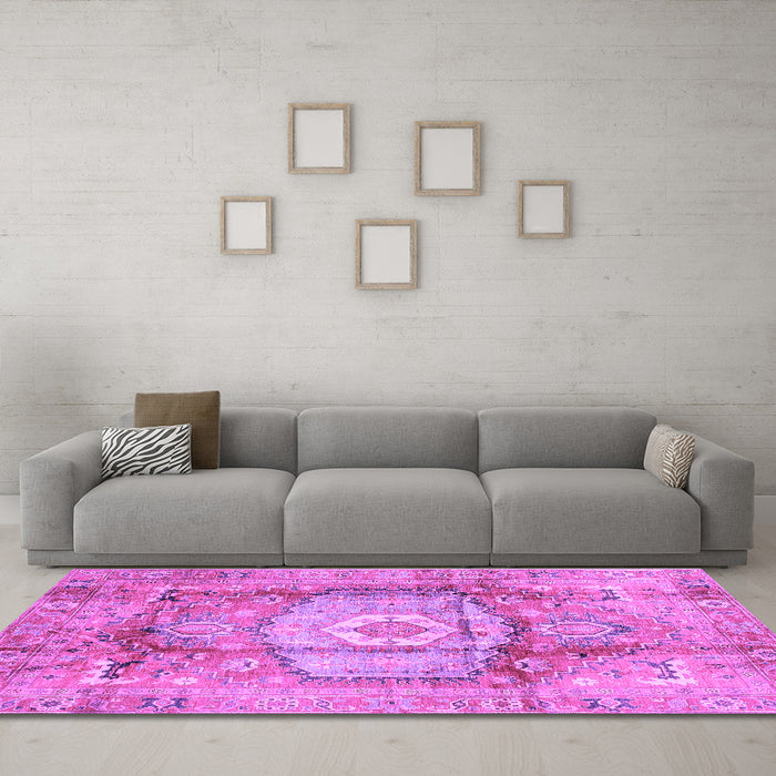 Machine Washable Abstract Purple Modern Area Rugs in a Living Room, wshabs4013pur