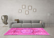 Machine Washable Abstract Pink Modern Rug in a Living Room, wshabs4013pnk