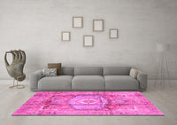 Machine Washable Abstract Pink Modern Rug, wshabs4013pnk