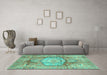 Machine Washable Abstract Turquoise Modern Area Rugs in a Living Room,, wshabs4013turq