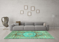 Machine Washable Abstract Turquoise Modern Rug, wshabs4013turq