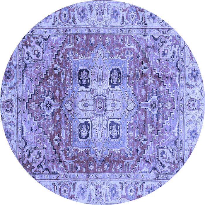 Round Abstract Blue Modern Rug, abs4014blu