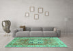 Machine Washable Abstract Turquoise Modern Area Rugs in a Living Room,, wshabs4014turq