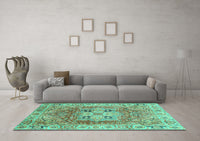 Machine Washable Abstract Turquoise Modern Rug, wshabs4014turq