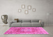 Machine Washable Abstract Pink Modern Rug in a Living Room, wshabs4014pnk