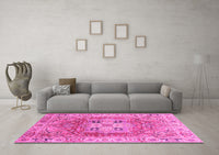 Machine Washable Abstract Pink Modern Rug, wshabs4014pnk