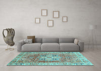 Machine Washable Abstract Light Blue Modern Rug, wshabs4014lblu