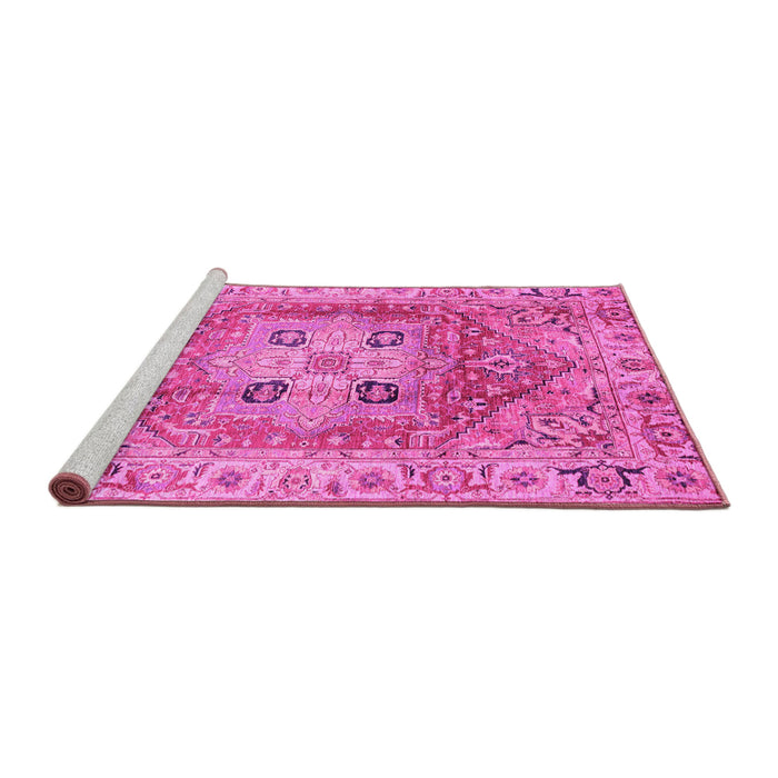 Sideview of Machine Washable Abstract Pink Modern Rug, wshabs4014pnk