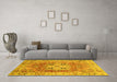 Machine Washable Abstract Yellow Modern Rug in a Living Room, wshabs4014yw