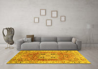 Machine Washable Abstract Yellow Modern Rug, wshabs4014yw