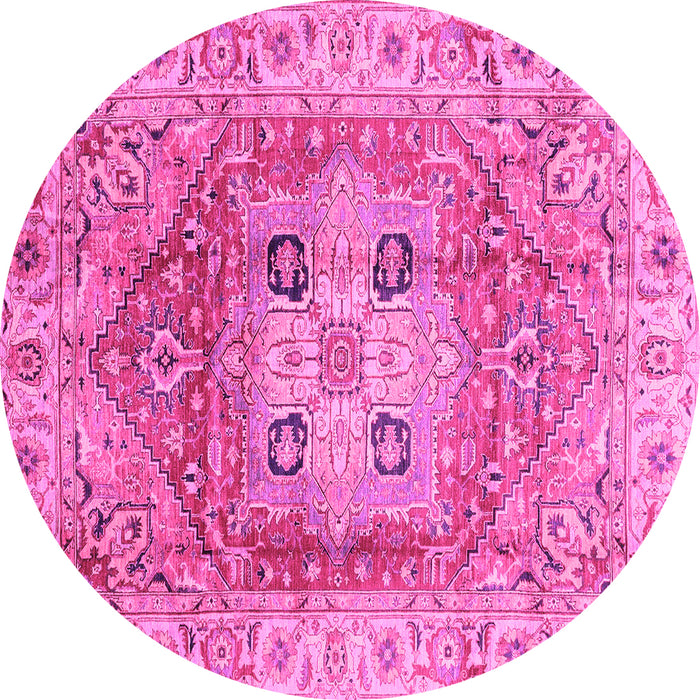 Round Abstract Pink Modern Rug, abs4014pnk