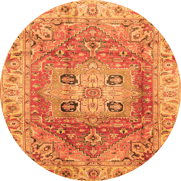 Round Abstract Orange Modern Rug, abs4014org