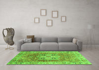 Machine Washable Abstract Green Modern Rug, wshabs4014grn