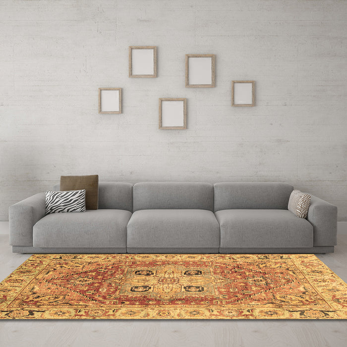 Machine Washable Abstract Brown Modern Rug in a Living Room,, wshabs4014brn