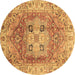 Round Abstract Brown Modern Rug, abs4014brn